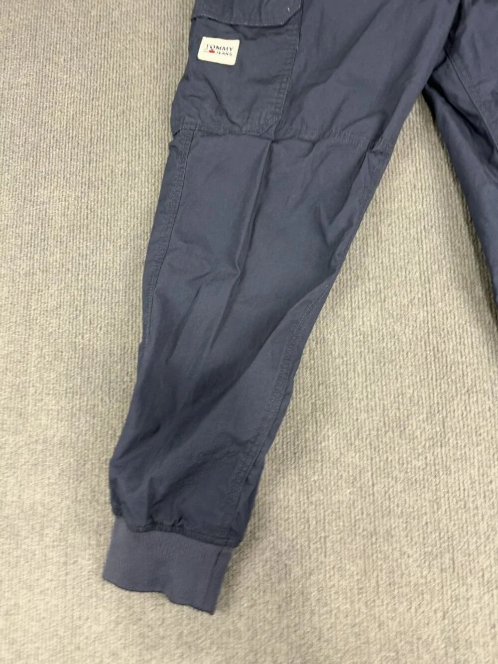 Tommy Jeans Mens Navy Cargo Jogger Pants XL Drawstring Elastic Cuffs